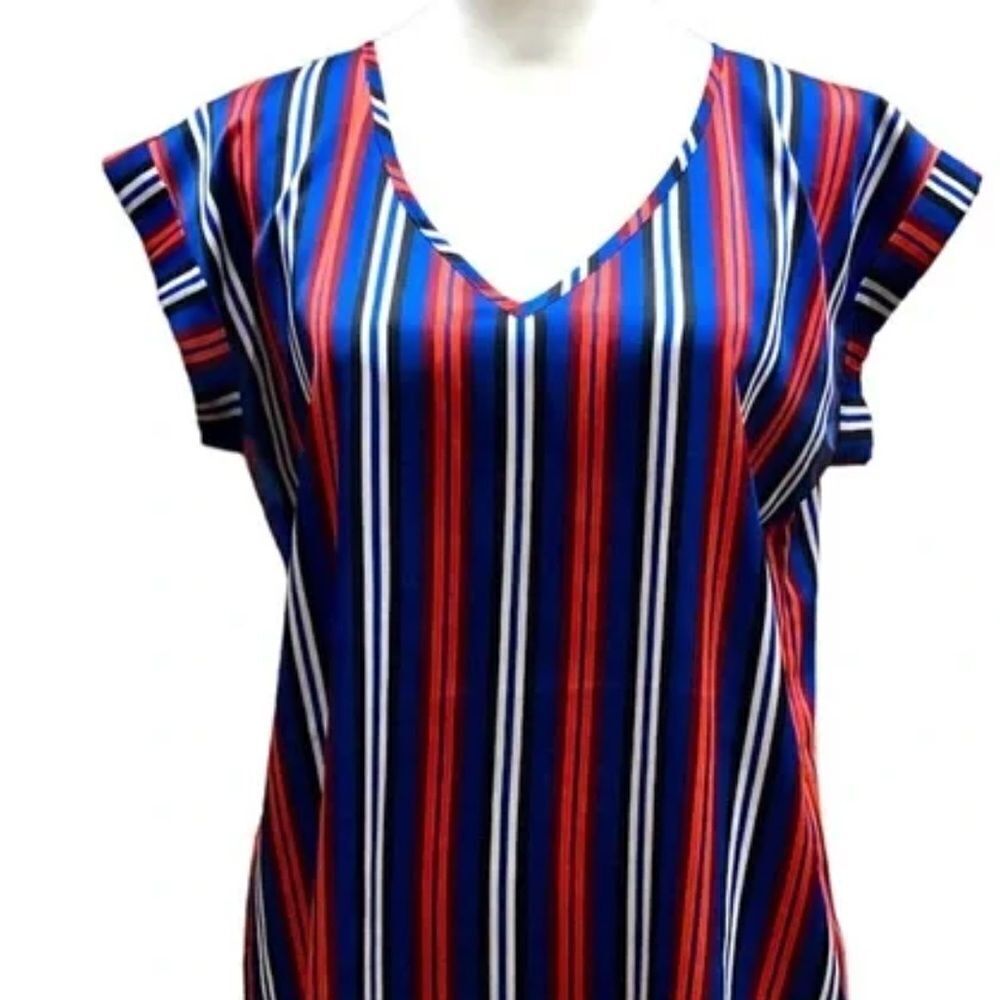 Express Striped Short-Sleeve Tunic Sz L